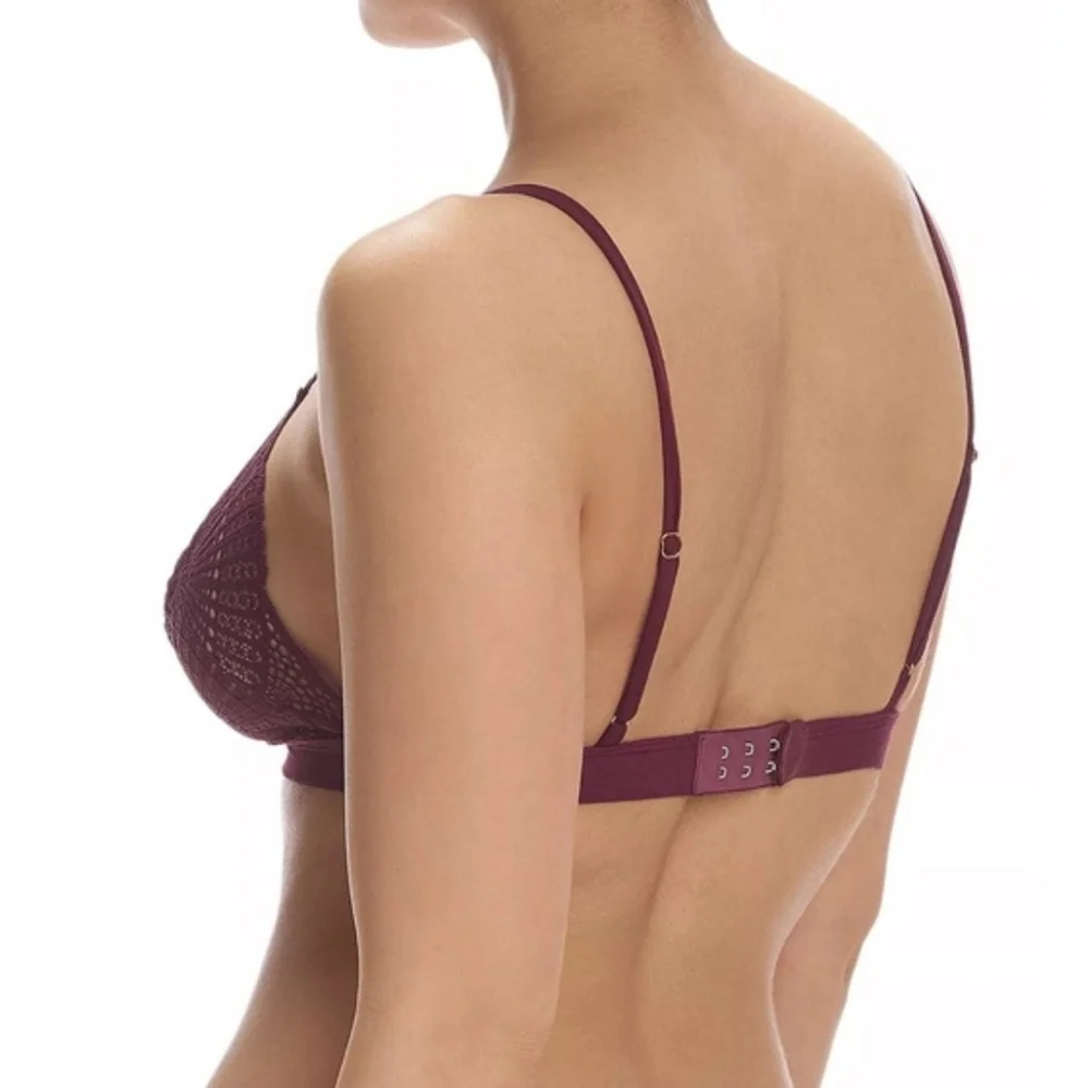 Commando Butter + Lace Bralette Pinot Burgundy Triangle Sheer Unlined Size S NWT